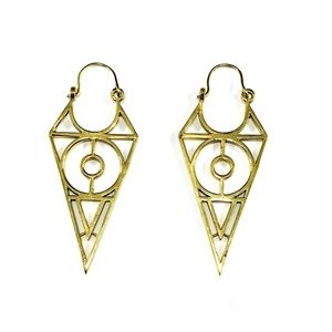 GOLD Tone Color Brass CUTOUT Tribal SPIKE Earrings